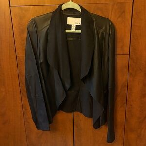 Bar III Women's Black Draped Leather Jacket